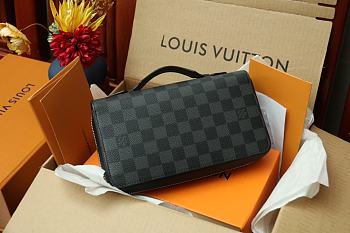 Louis Vuitton Zippy XL Wallet Damier Graphite N41503 Size 23x15x4cm