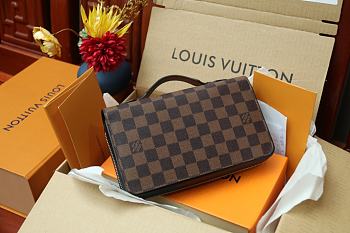 Louis Vuitton Zippy XL Wallet Damier Graphite Brown N41503 Size 23x15x4cm