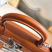 Hermes Kelly Bag Chain Canvas And Brown Caflskin Size 25x35x18cm - 5