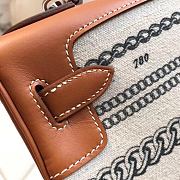 Hermes Kelly Bag Chain Canvas And Brown Caflskin Size 25x35x18cm - 2