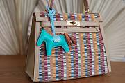 Hermes Kelly Sheepskin Vibrato Leather Blue Hores Size 28cm - 2