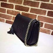 Gucci Soho Leather Flap Shoulder Bag Black Gold Tassel 25cm - 6