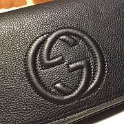Gucci Soho Leather Flap Shoulder Bag Black Gold Tassel 25cm - 3
