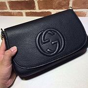Gucci Soho Leather Flap Shoulder Bag Black Gold Tassel 25cm - 2