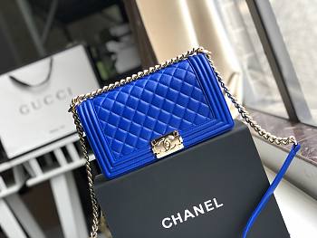 Chanel Medium Classic Boy Bag Blue A67086 Size 25cm
