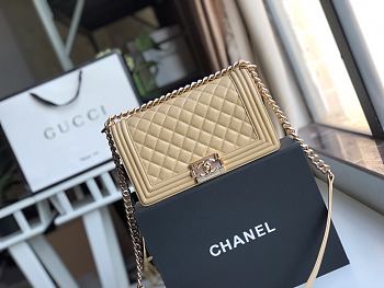 Chanel Medium Classic Boy Bag Light Brown A67086 Size 25cm