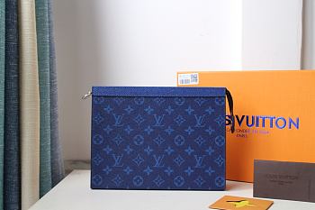 Louis Vuitton Pochette Voyage MM Blue M61692 Size 27×21×3cm
