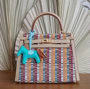 Hermes Kelly Sheepskin Vibrato Leather Blue Hores Size 28cm - 1