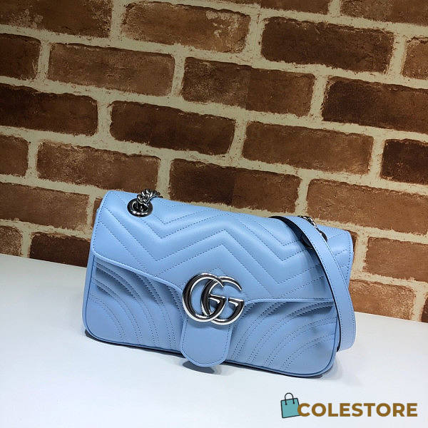 Gucci GG Marmont Matelassé Shoulder Bag Blue 26cm - 1