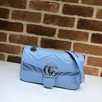 Gucci GG Marmont Matelassé Shoulder Bag Blue 26cm