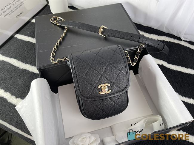 Chanel Mini Denim Messenger Bag Black AS2540 18x10.5x5cm - 1