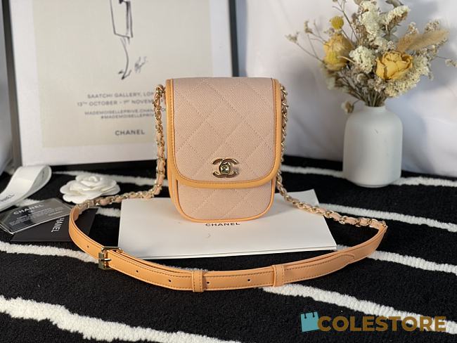 Chanel Mini Denim Messenger Bag Orange AS2540 18x10.5x5cm - 1