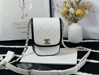 Chanel Mini Denim Messenger Bag Black&White AS2540 18x10.5x5cm