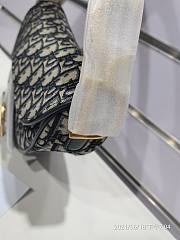 Christian Dior Saddle Bag In Blue Dior Oblique Embroidery 25.5cm - 6
