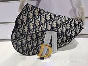 Christian Dior Saddle Bag In Blue Dior Oblique Embroidery 25.5cm - 2