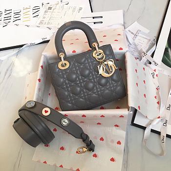 Lady Dior Lucky Badges Grey Size 20x17x9cm