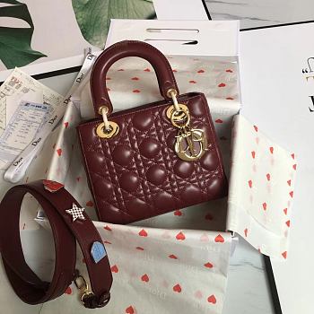 Lady Dior Lucky Badges Wine Size 20x17x9cm