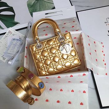 Lady Dior Lucky Badges Gold Size 20x17x9cm