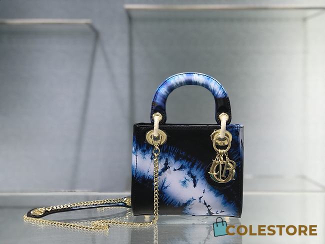 Blue Multicolor Tie Medium Lady Dior Bag Size 17cm - 1