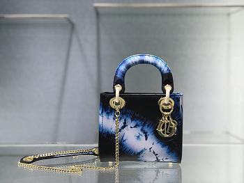 Blue Multicolor Tie Medium Lady Dior Bag Size 17cm