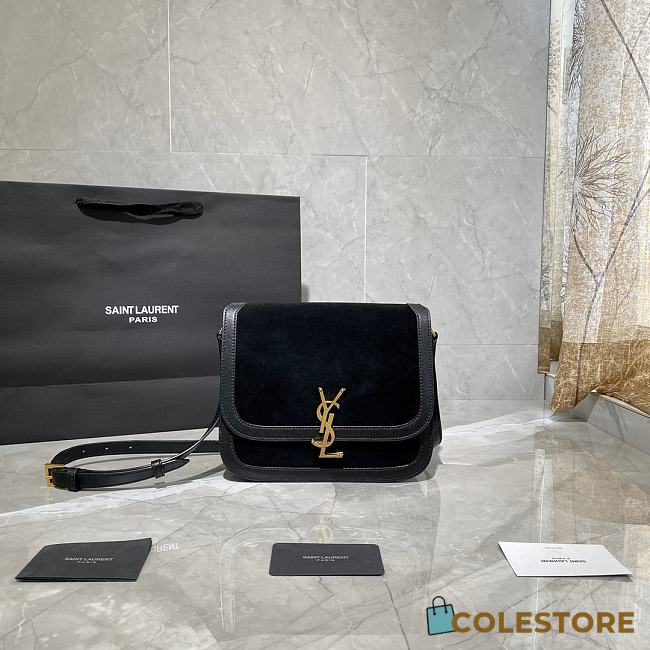 YSL Solferino Velvet Black 635025 Size 22x18x5cm - 1