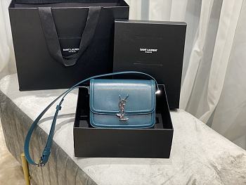 YSL Solferino Box Turquoise Green Original Leather 634305 Size 23x16x6cm