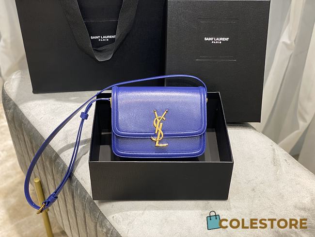 YSL Solferino Box Electric Blue Original Leather 634305 Size 23x16x6cm - 1