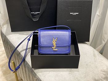 YSL Solferino Box Electric Blue Original Leather 634305 Size 23x16x6cm