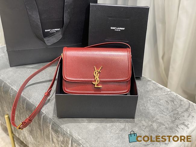 YSL Solferino Box Maroon Red Original Leather 634305 Size 23x16x6cm - 1