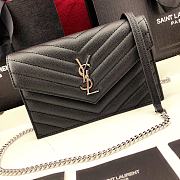 YSL Envelope Caviar Leather Silver Chain 19cm - 5