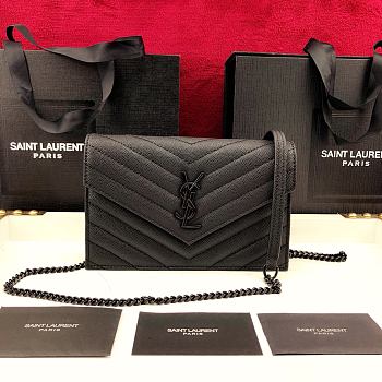YSL Envelope Caviar Leather Black Chain 393953 19cm