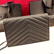 YSL Envelope Caviar Leather Black Chain 393953 19cm - 6