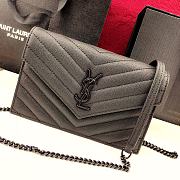 YSL Envelope Caviar Leather Black Chain 393953 19cm - 5