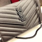 YSL Envelope Caviar Leather Black Chain 393953 19cm - 3