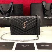 YSL Envelope Caviar Leather Silver Chain 19cm - 1
