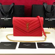 YSL Envelope Caviar Leather Red 393953 Size: 19x11.5x4cm - 1