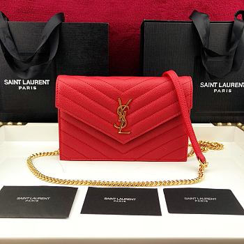 YSL Envelope Caviar Leather Red 393953 Size: 19x11.5x4cm