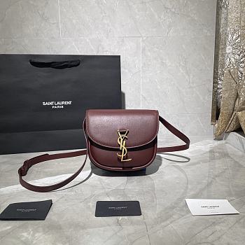 YSL Kaia Small Caflskin Wine Red 619740 Size 18x15.5x5.5cm