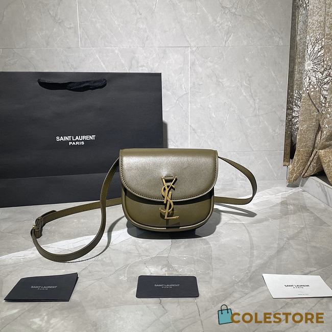 YSL Kaia Small Caflskin Olive Green 619740 Size 18x15.5x5.5cm - 1