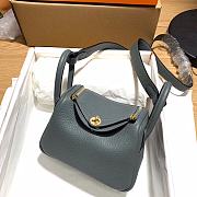 Hermes Mini Lindy Bag Blue Gold Buckle - 2