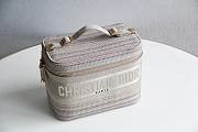 Small Dior Travel Vanity Case Multicolor Striped Embroidery S5529 24x17x13.5cm - 4