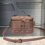 Small Dior Travel Vanity Case Warm Taupe Cannage Lambskin S5488 Size 18.5x13x10.5cm - 1
