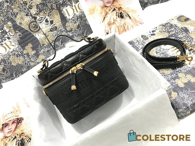 Small Dior Travel Vanity Case Black Cannage Lambskin S5488 Size 18.5x13x10.5cm - 1