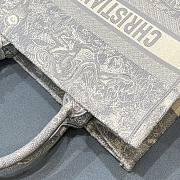 Small Dior Book Tote Gray Toile de Jouy Embroidery M1296 Size 41.5x34.5x16cm - 2