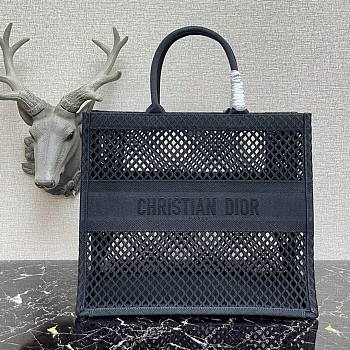 Dior Book Tote Black Mesh Emdroidery M1286 Size 41cm