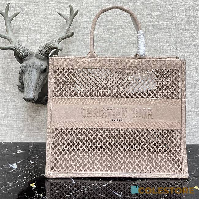 Dior Book Tote Pink Mesh Emdroidery M1286 Size 41cm - 1