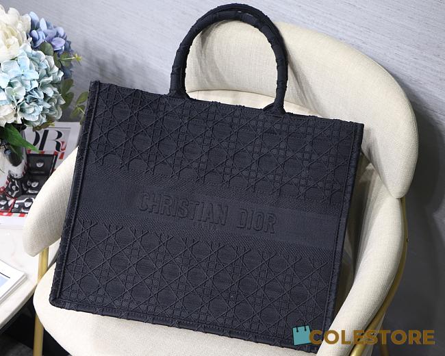 Dior Book Tote Black Cannage Emdroidery M1286 Size 41.5x32x5cm. - 1