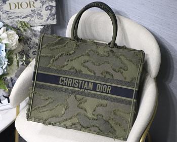Dior Book Tote Green Camouflage Emdroidery M1286 Size 41.5x32x5cm.