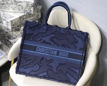 Dior Book Tote Blue Camouflage Emdroidery M1286 Size 41.5x32x5cm.