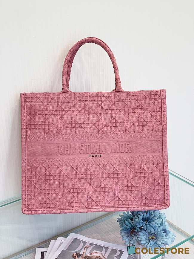 Small Dior Book Tote Rose Cannage Embroidery M1296 Size 36cm - 1
